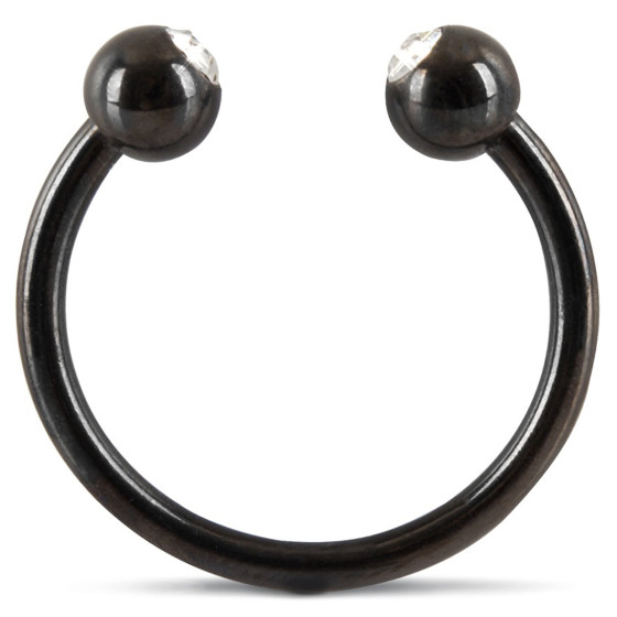 Anneau de gland avec strass 28mm Noir
