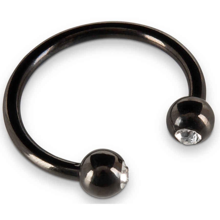 Anneau de gland avec strass 28mm Noir