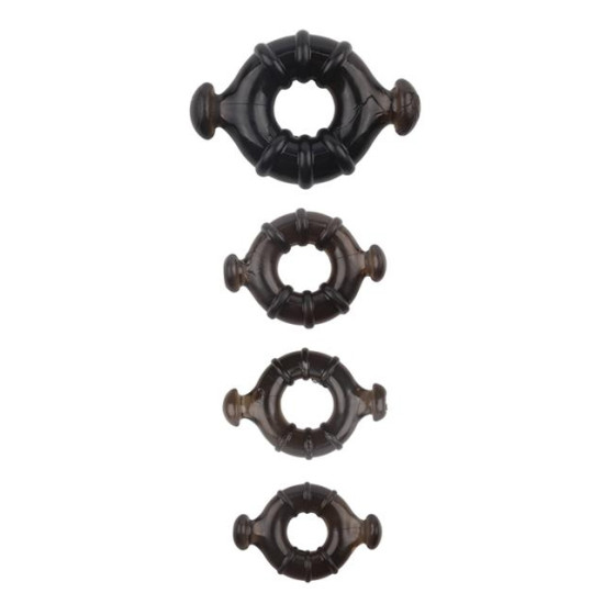Lot de 4 cockrings Rudder Noirs