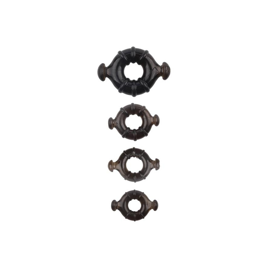 Lot de 4 cockrings Rudder Noirs