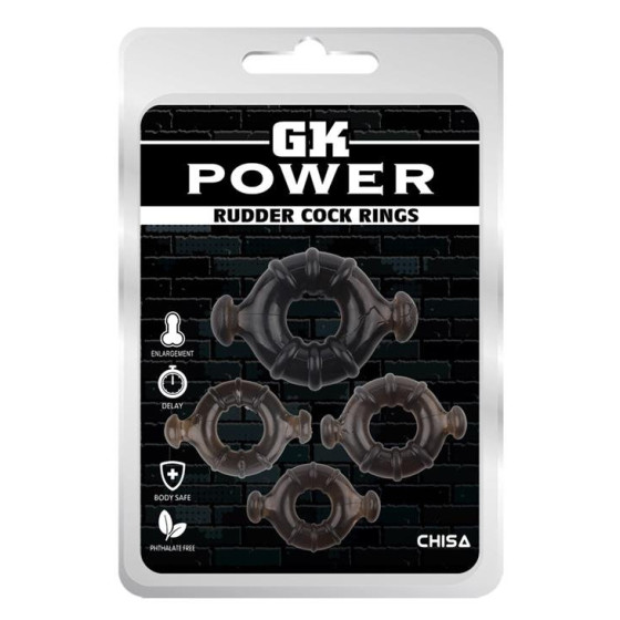 Lot de 4 cockrings Rudder Noirs