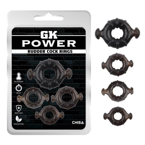 Lot de 4 cockrings Rudder Noirs
