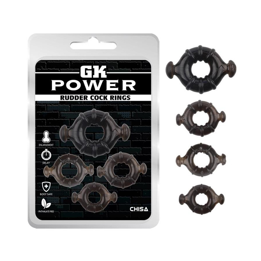 Lot de 4 cockrings Rudder Noirs