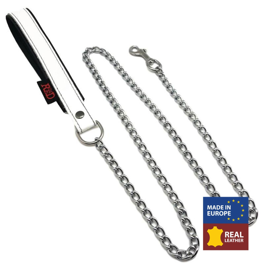 Laisse avec Poignée en cuir 1m Blanc Laisse avec Poignée en cuir 1m Blanc