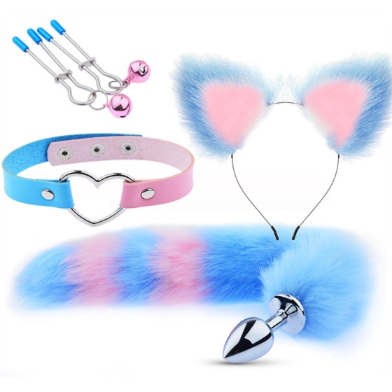 Kit Sm Mix Bondage Bleu-Rose 4 pièces