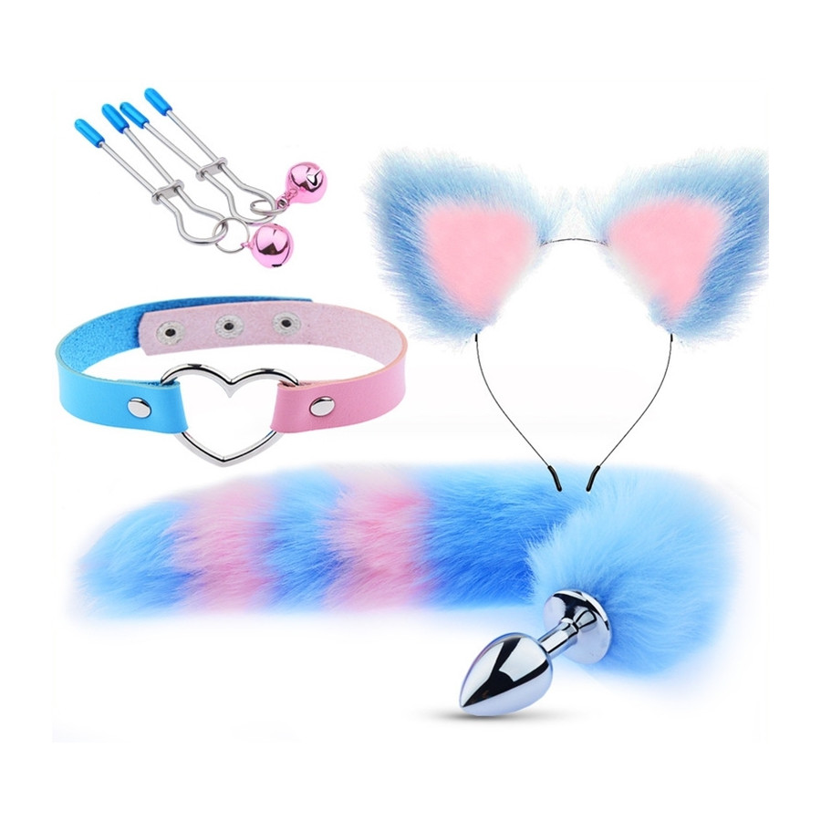Kit Sm Mix Bondage Bleu-Rose 4 pièces