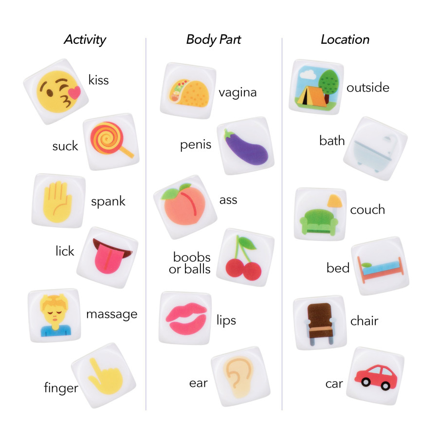 Dés coquins EMOJI GASM x3