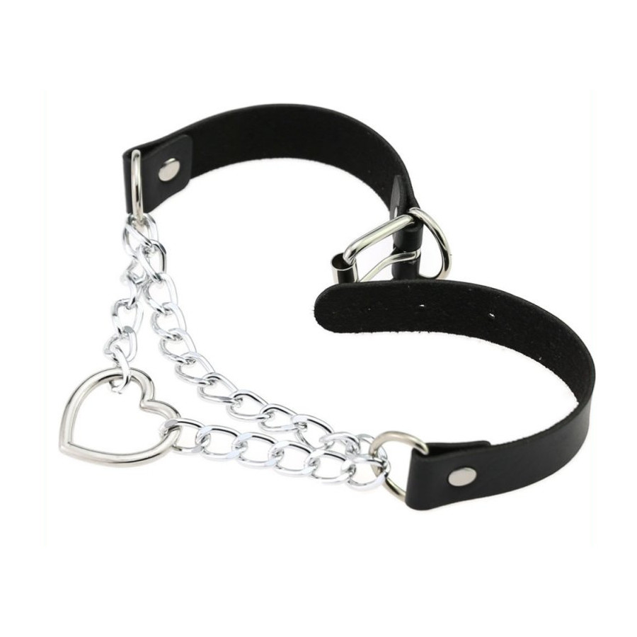Metal Heart Collar With Chain BLACK