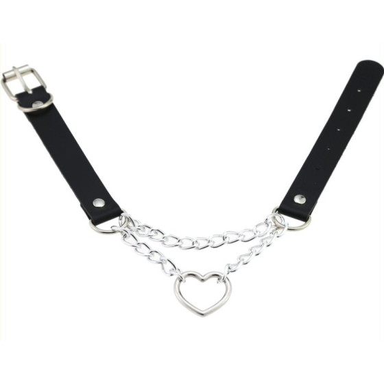 Metal Heart Collar With Chain BLACK