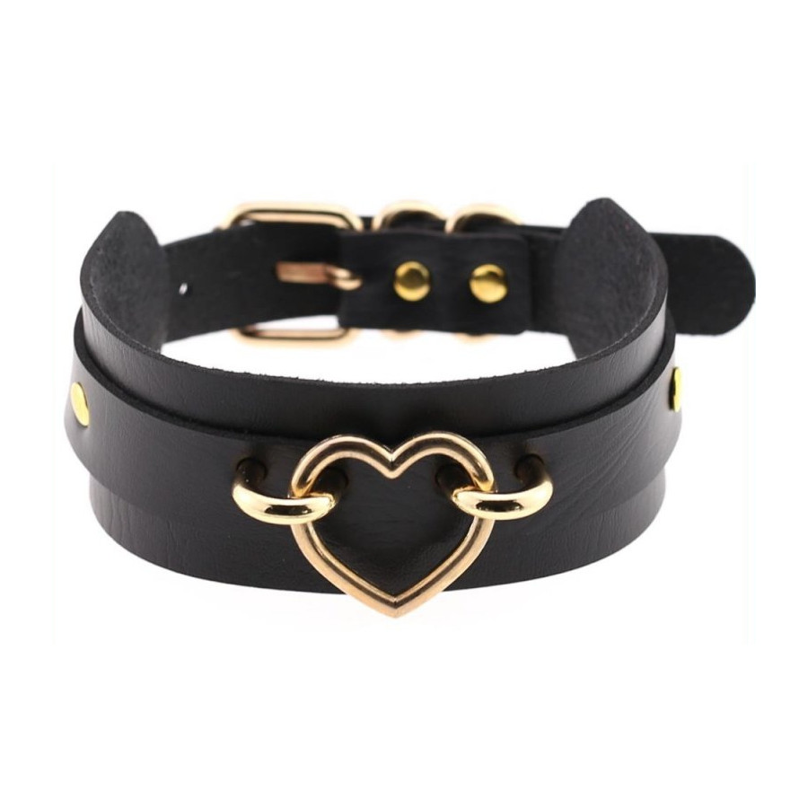 Collier Fantaisie Golden Heart Noir