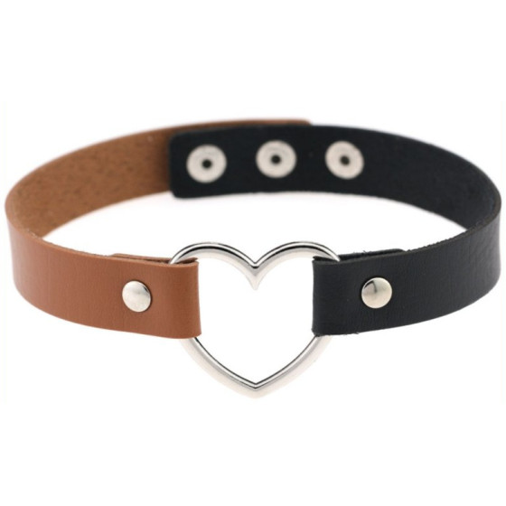Ras de cou Bicolor Heart Noir-Marron