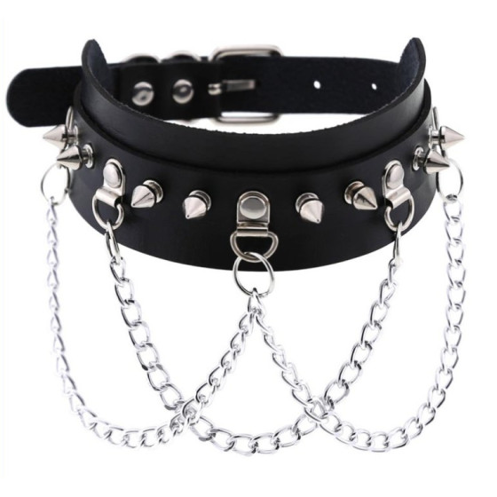 Collier à pointes Piky Noir-Argenté