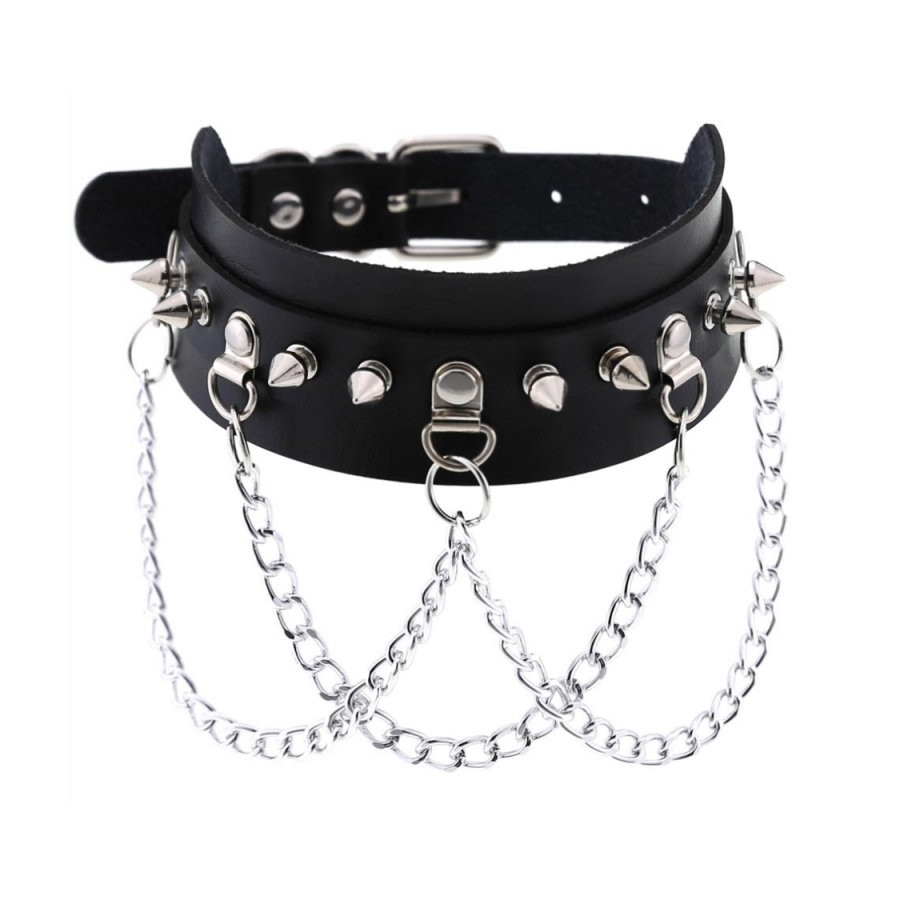 Collier à pointes Piky Noir-Argenté