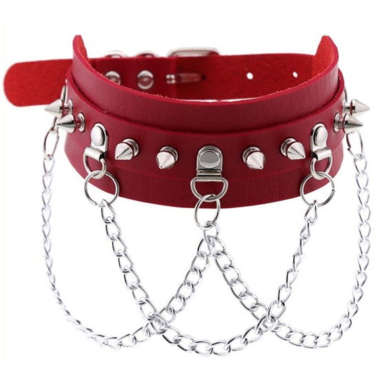 Collier à pointes Piky Rouge-Argenté