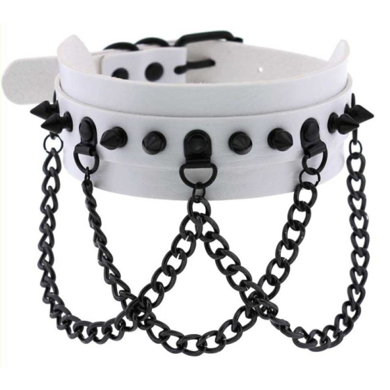 Collier à pointes Piky Blanc-Noir