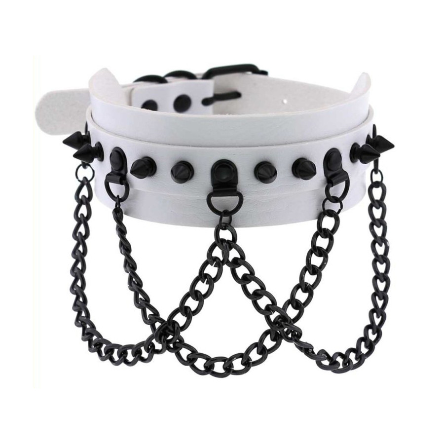 Collier à pointes Piky Blanc-Noir
