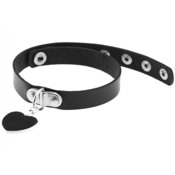 Punk Goth Heart Pendant Necklace Leather Collar BLACK