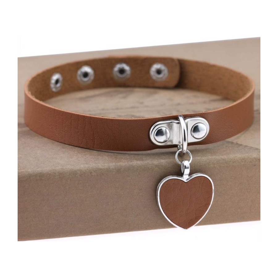 Ras de cou Punk Heart Marron