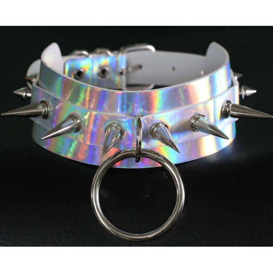 Collier à pointes Strobo Laser Argenté