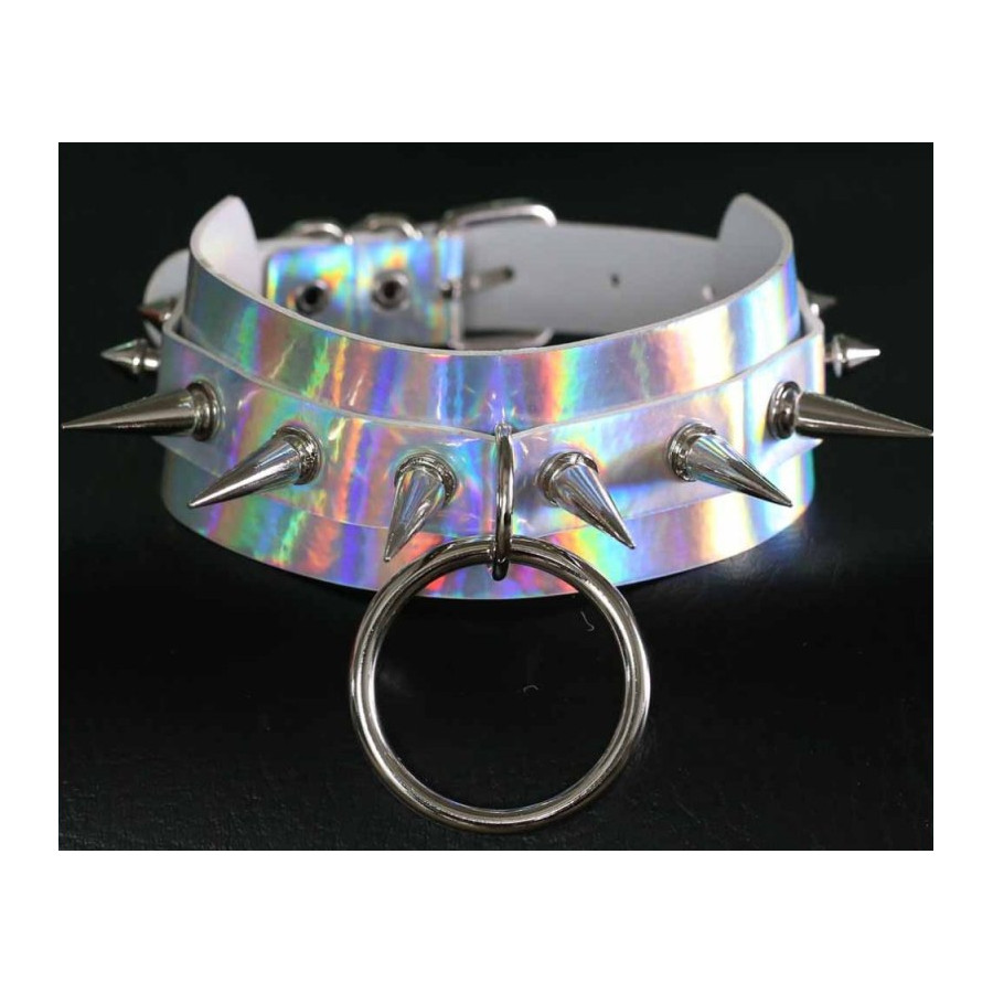 Collier à pointes Strobo Laser Argenté