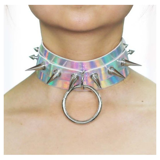 Collier à pointes Strobo Laser Argenté