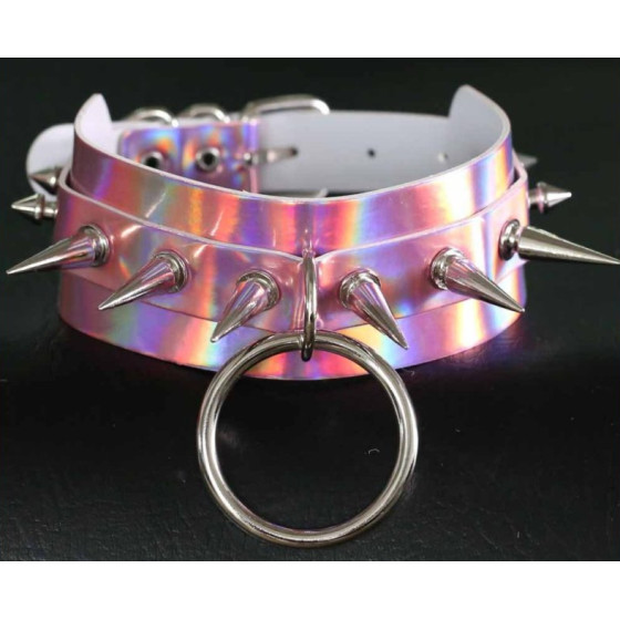 Collier à pointes Strobo Laser Rose