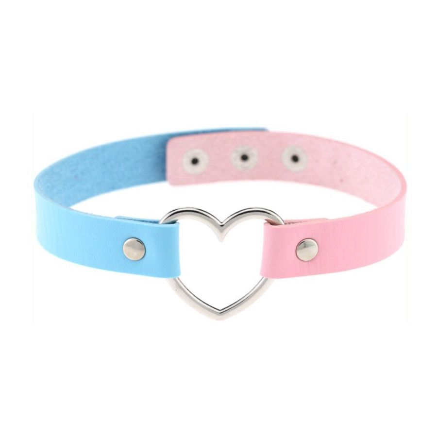 Ras de cou HEART DUO Bleu-Rose