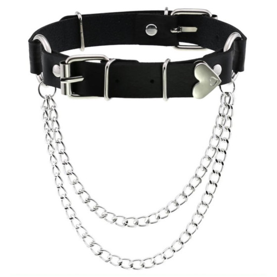 Ras de cou Love Heart Chain Noir