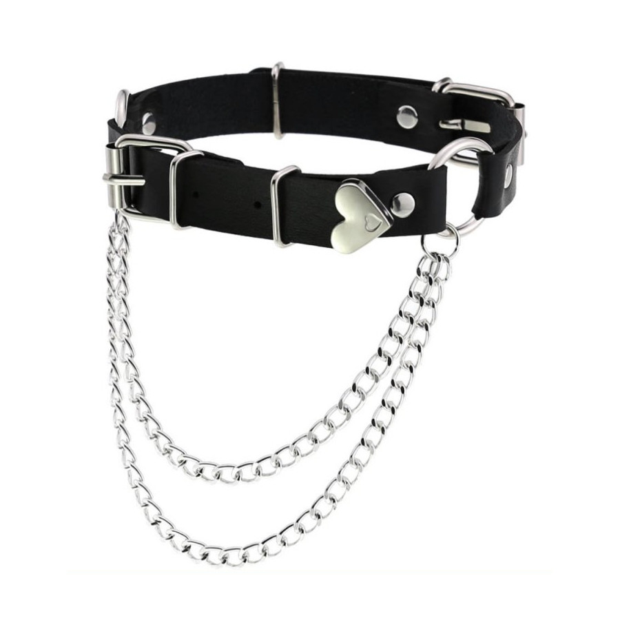 Ras de cou Love Heart Chain Noir