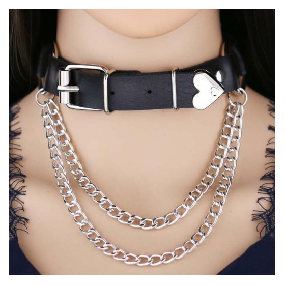 Ras de cou Love Heart Chain Noir