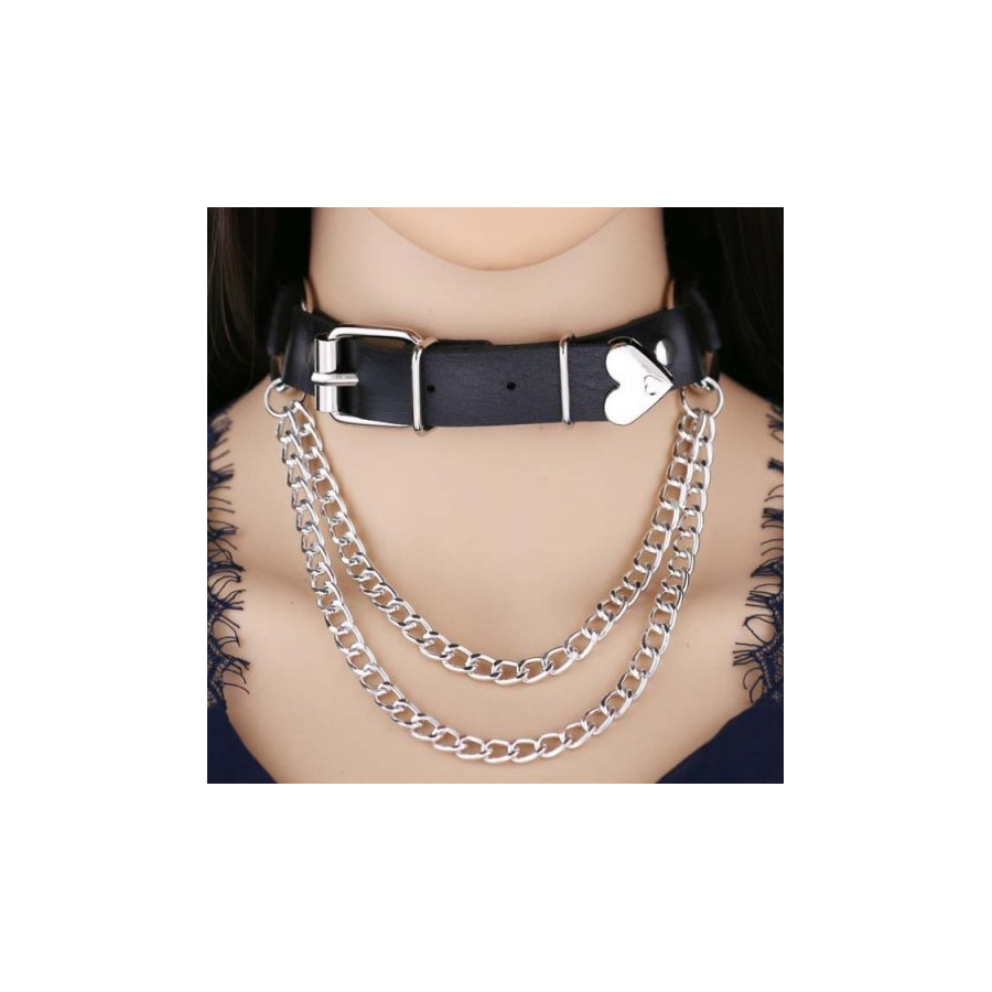 Ras de cou Love Heart Chain Noir