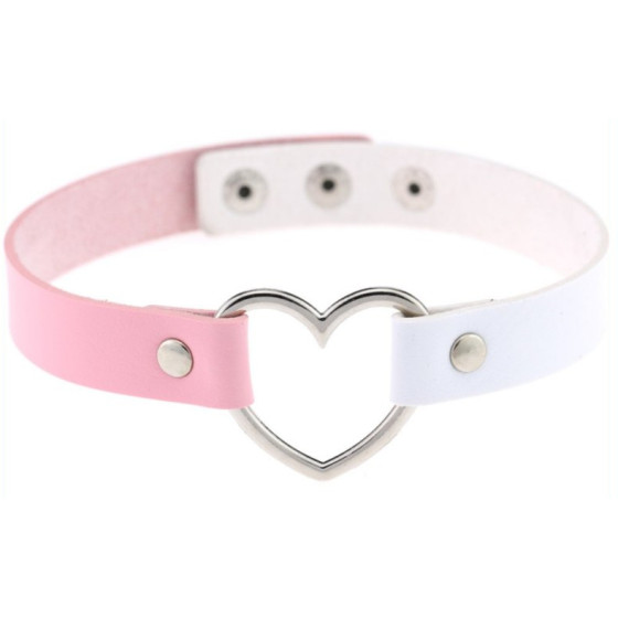 Ras de cou Heart Duo Blanc-Rose