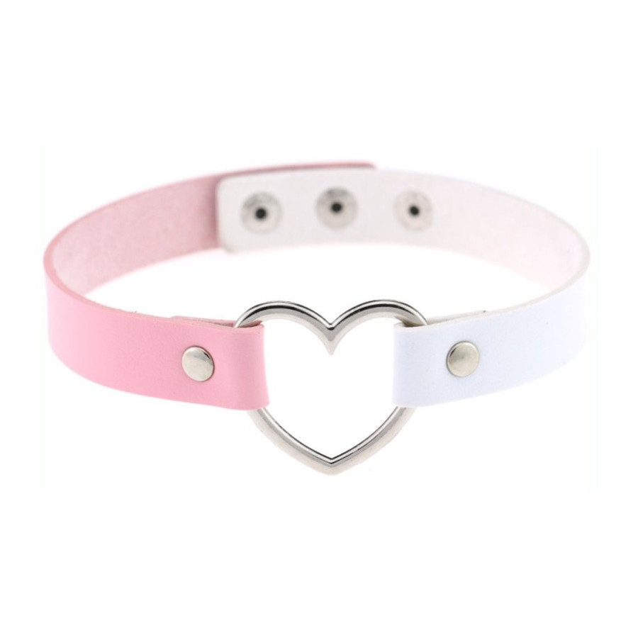 Ras de cou Heart Duo Blanc-Rose