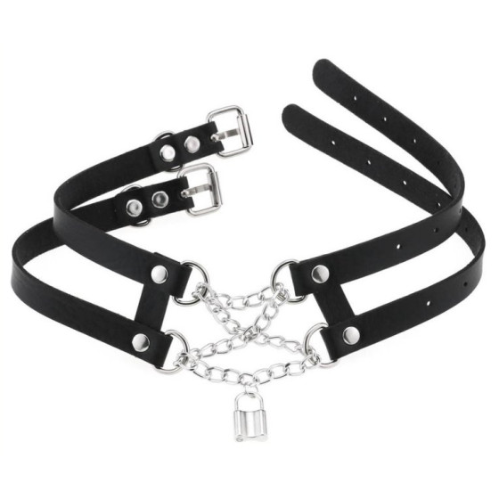 Collier Ras de cou Pendant Lock Noir