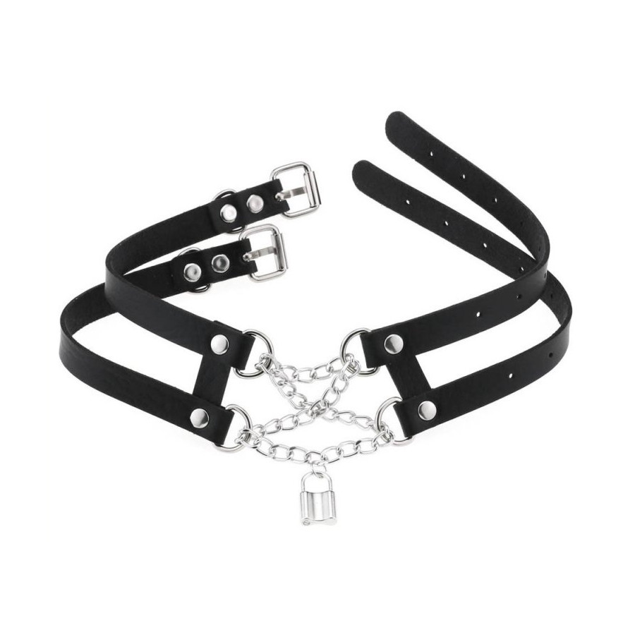 Collier Ras de cou Pendant Lock Noir