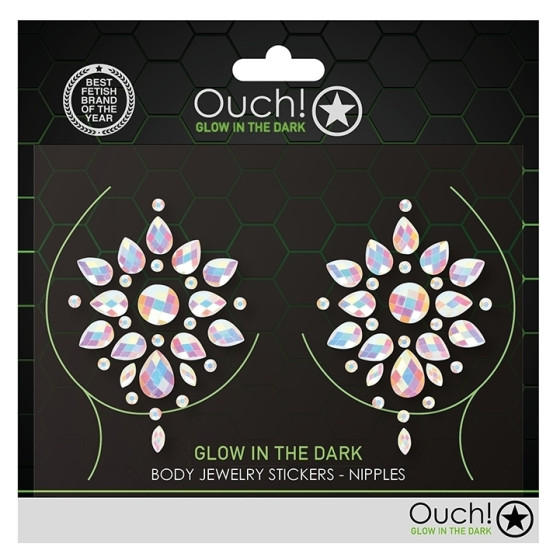 Stickers Cache-seins strass phosphorescents Glow Nipples