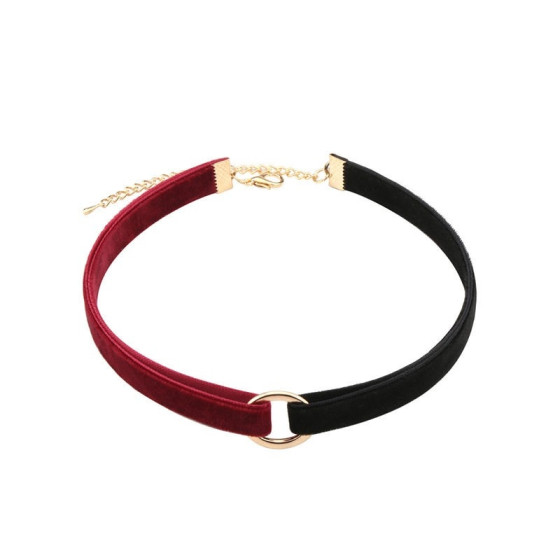 Ras de cou VELVET DUO Noir-Rouge
