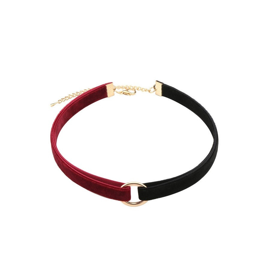 Ras de cou VELVET DUO Noir-Rouge