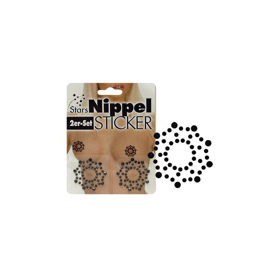 Strass noirs pour tétons - 4.5 x 4.5 cm
