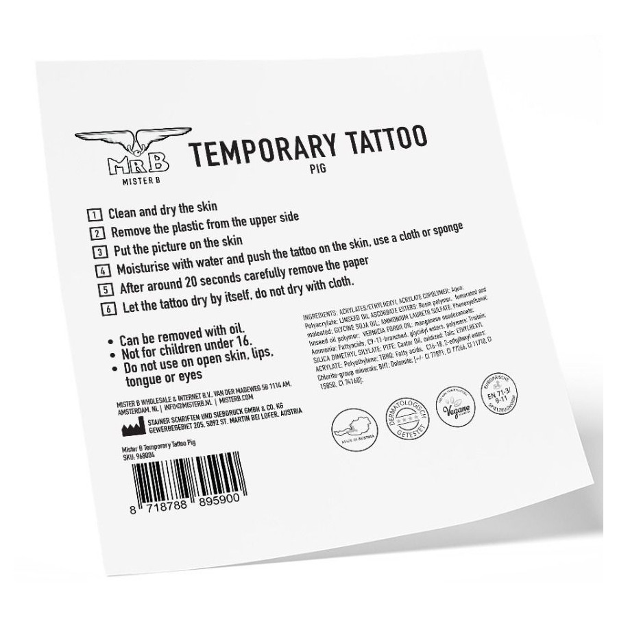 Tatouage éphémère MrB Pig 10 x 10cm