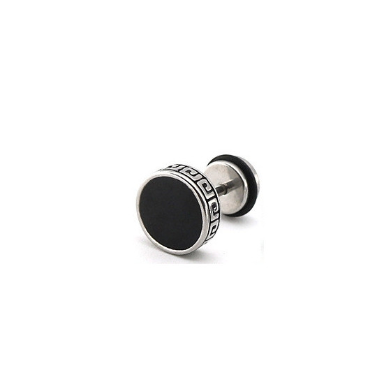 Clou d'oreille FLAT ETHNIC Argenté-Noir