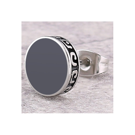 Clou d'oreille FLAT ETHNIC Argenté-Noir