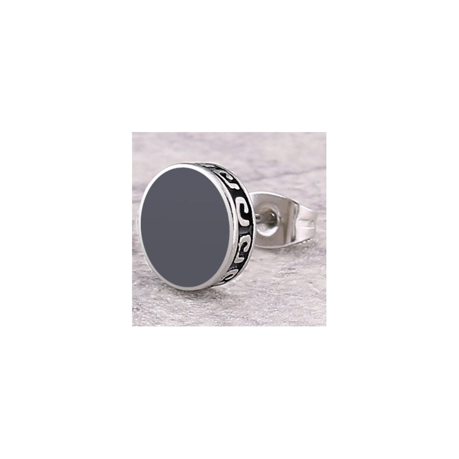 Clou d'oreille FLAT ETHNIC Argenté-Noir