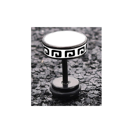 Clou d'oreille FLAT ETHNIC Noir-Blanc