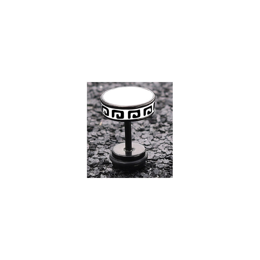 Clou d'oreille FLAT ETHNIC Noir-Blanc