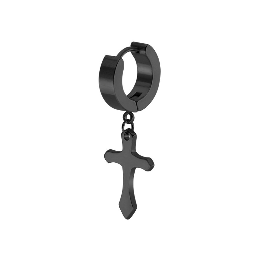 Boucle d'oreille CROSS Noire