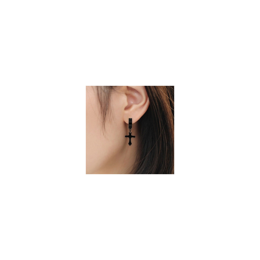 Boucle d'oreille CROSS Noire