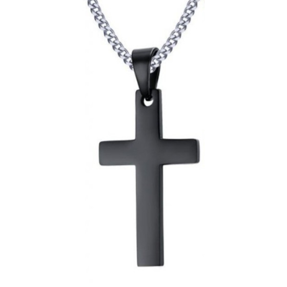 Pendentif Croix CROSS avec Chaîne Noir