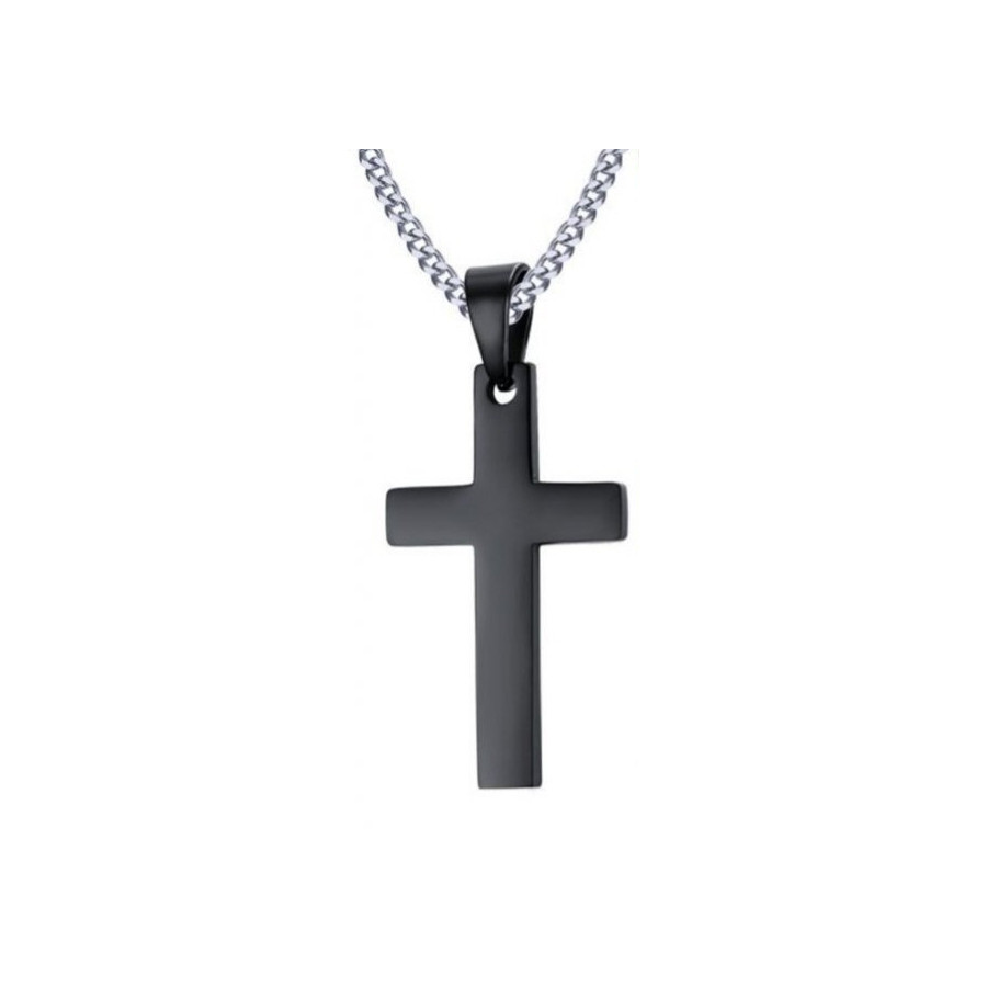 Pendentif Croix CROSS avec Chaîne Noir