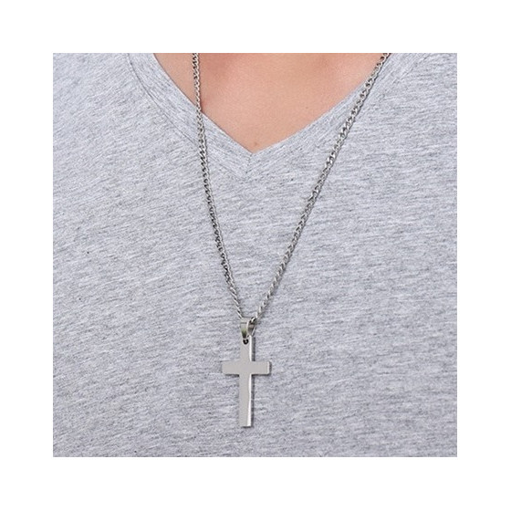 Pendentif Croix CROSS avec Chaine Argentée